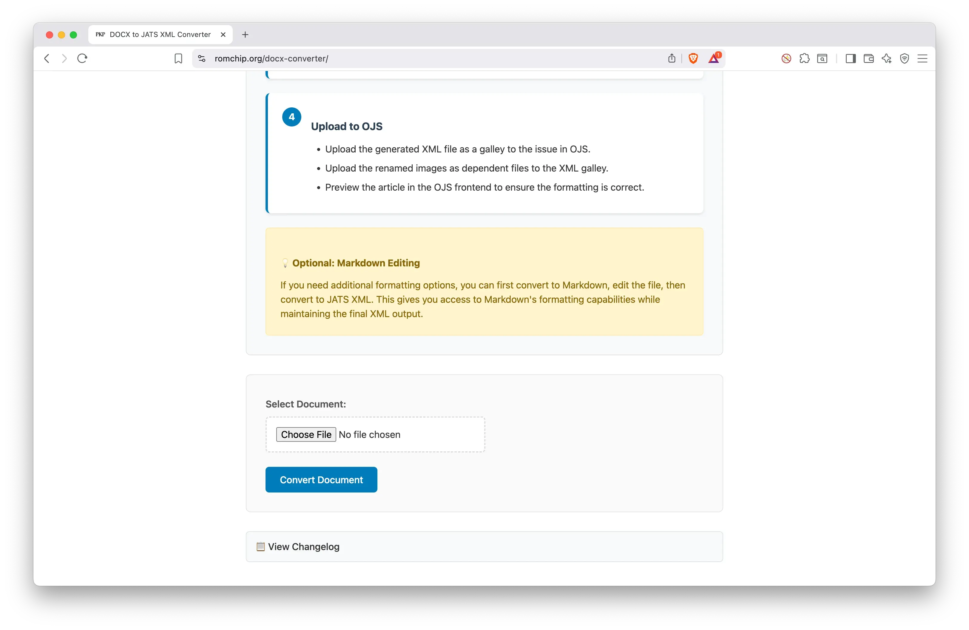 DOCX to JATS XML tool